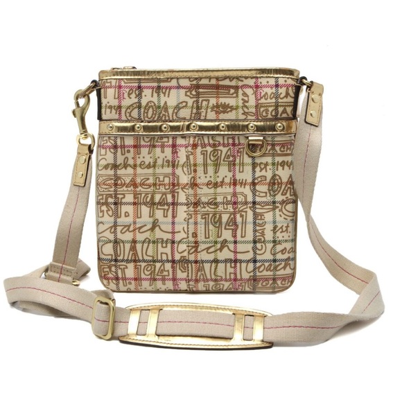 Coach Handbags - COACH Tattersall Graffiti Swingpack Crossbody Bag Heritage Purse Metal G…